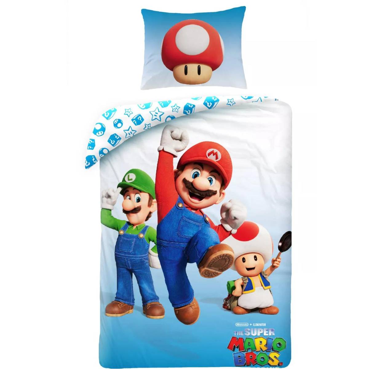 Housse de couette Mario Bros, Luigi et Toad 140x200 cm