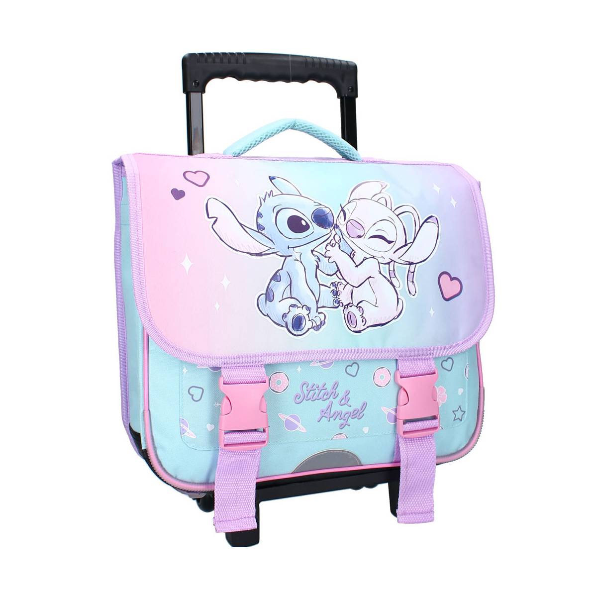 Cartable à roulettes Stitch et Angel 38 cm