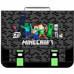 Cartable Minecraft avec 2 compartiments + poche avant