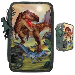 Dino World trousse 3 compartiments LED