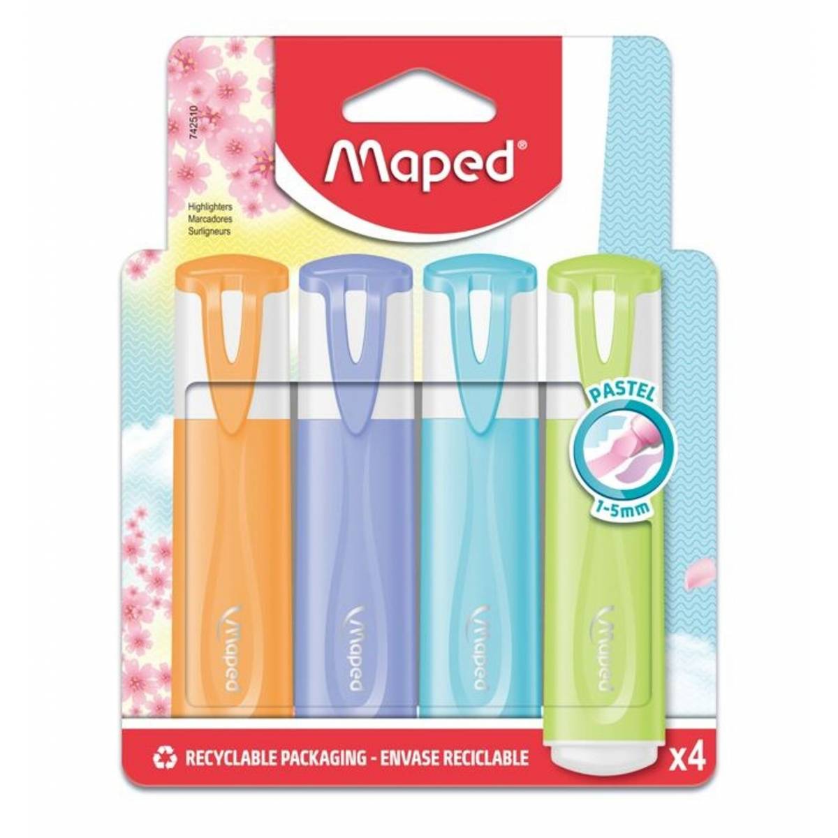 Maped surligneur classic PASTEL X4 Pochette carton