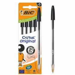 BIC Cristal Original - 5 Stylos à bille - noir - 1 mm - pointe moyenne