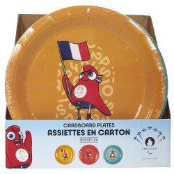 Assiette carton jetable Mascotte paralympique PARIS 2024 23 cm X6