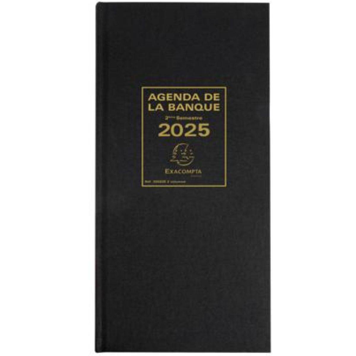 Exacompta 38582E - 1 Agenda Civil du Banquier Long 2 Volumes Noir - 34 x 16 cm - 2025