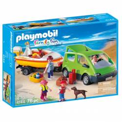 Playmobil Family Fun - Voiture familiale avec remorque porte-bateaux