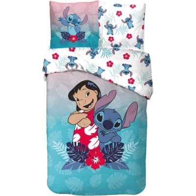 Housse de couette Lilo & Stitch 140 x 200 cm + taie d'oreiller Disney - 100% coton