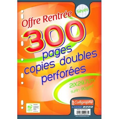 Calligraphe 300 pages copies doubles perforées