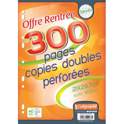 Calligraphe 300 pages copies doubles perforées