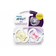 Philips Avent - Lot de 2 Sucettes Mini Fille en Silicone - 0-2 mois