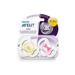 Philips Avent - Lot de 2 Sucettes Mini Fille en Silicone - 0-2 mois