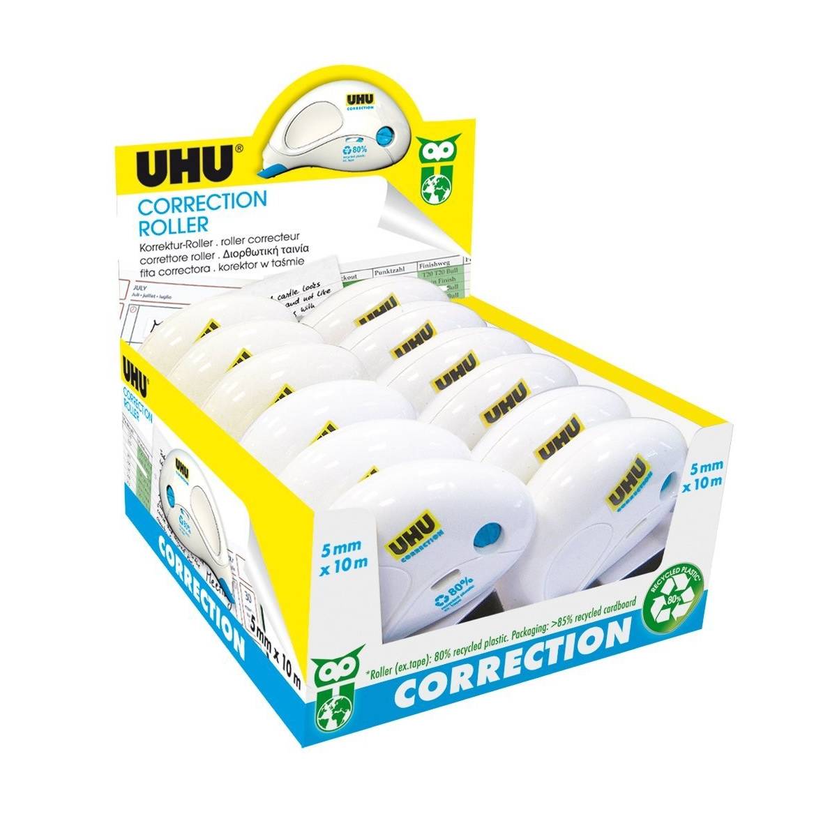 UHU - Lot de 12 Roller Correcteur - 10 mètres