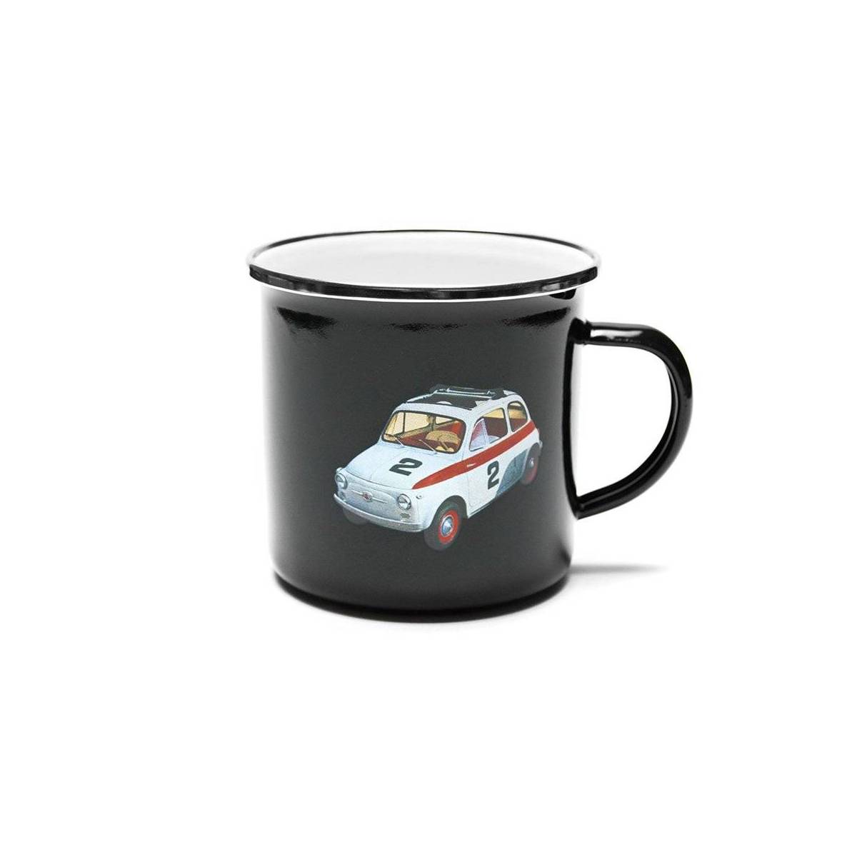 Tasse en métal Fiat 500 en émail Noir